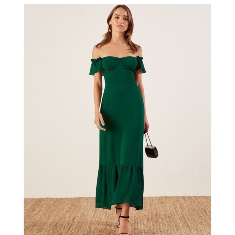 Reformation Butterfly Dress in emerald